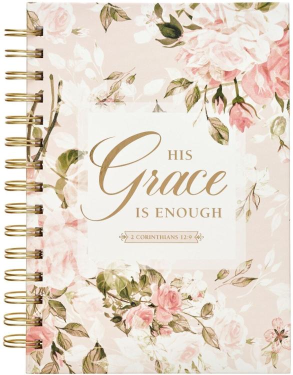 9781639520626 Journal w/Scripture for Women His Grace 2 Corinthians 12:9 Bible Verse Pink Rose