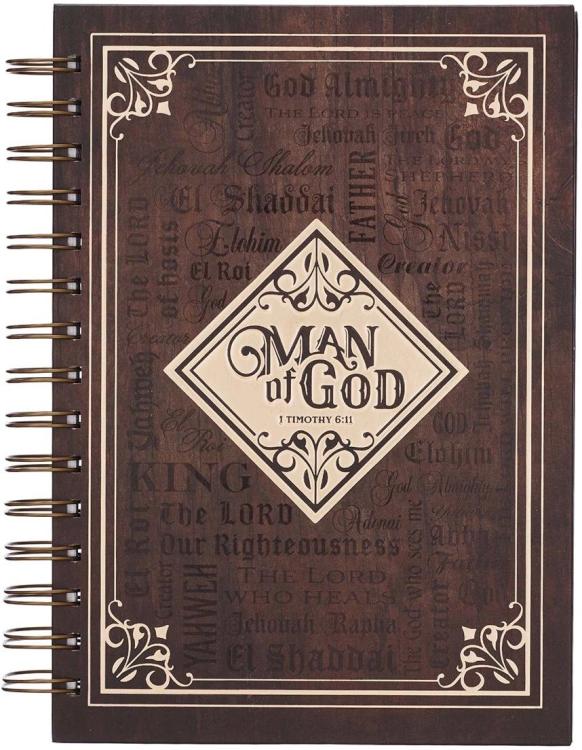 9781642722802 Journal w/Scripture Man of God 1 Timothy 6:11 Bible Verse Names of God Brown 192